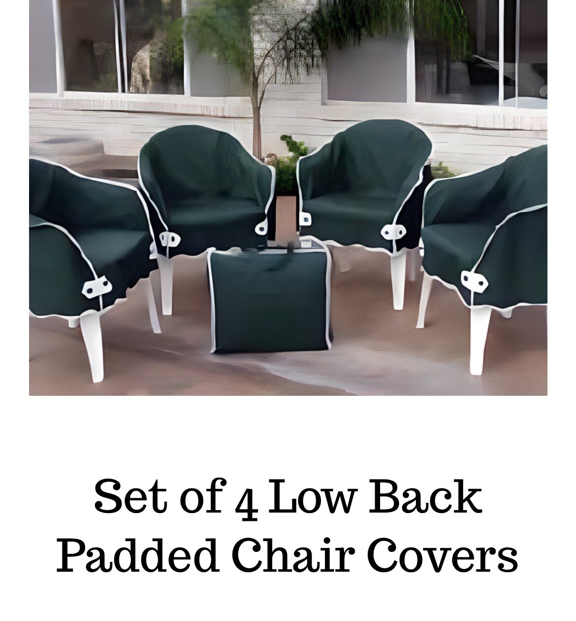 Set Of 4 Klassy Kovers Low Back Padded Chair Cover With Tablecloth Green New