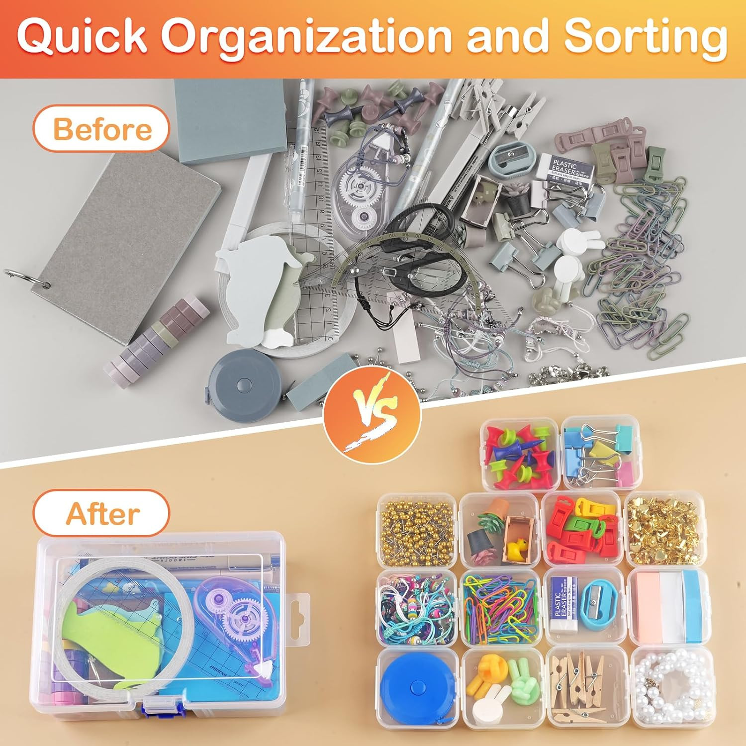 Bead Organizer and Storage, 15 Pcs Clear Bead Storage Containers, Mini Plastic B