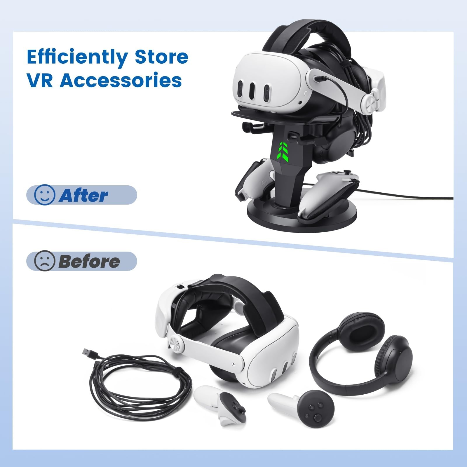 VR Headset Charging Dock for Meta Quest 3/2 - Stand with Type C Cable & Controll