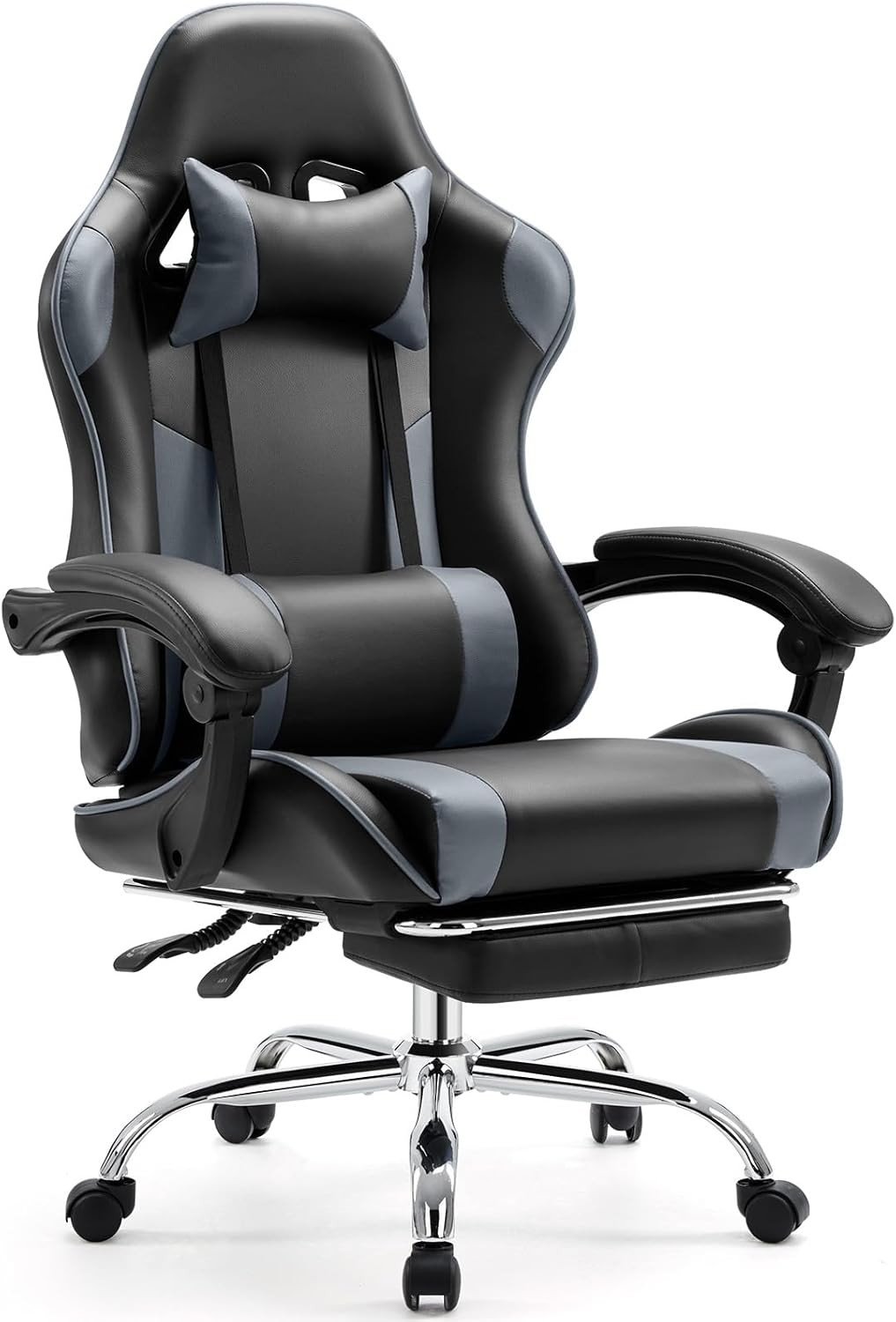 Video Game Desk Chair - Ergonomic Computer with Footrest and Comfy Lumbar Suppor