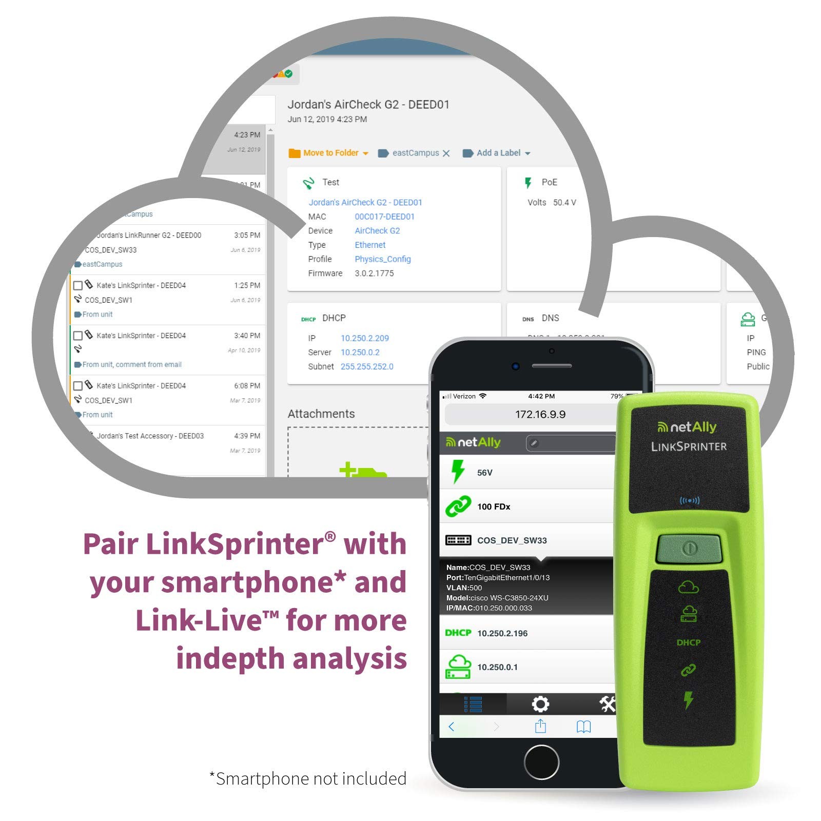 LinkSprinter Tester NetAlly 300 Pocket Copper Ethernet Network Second Checks