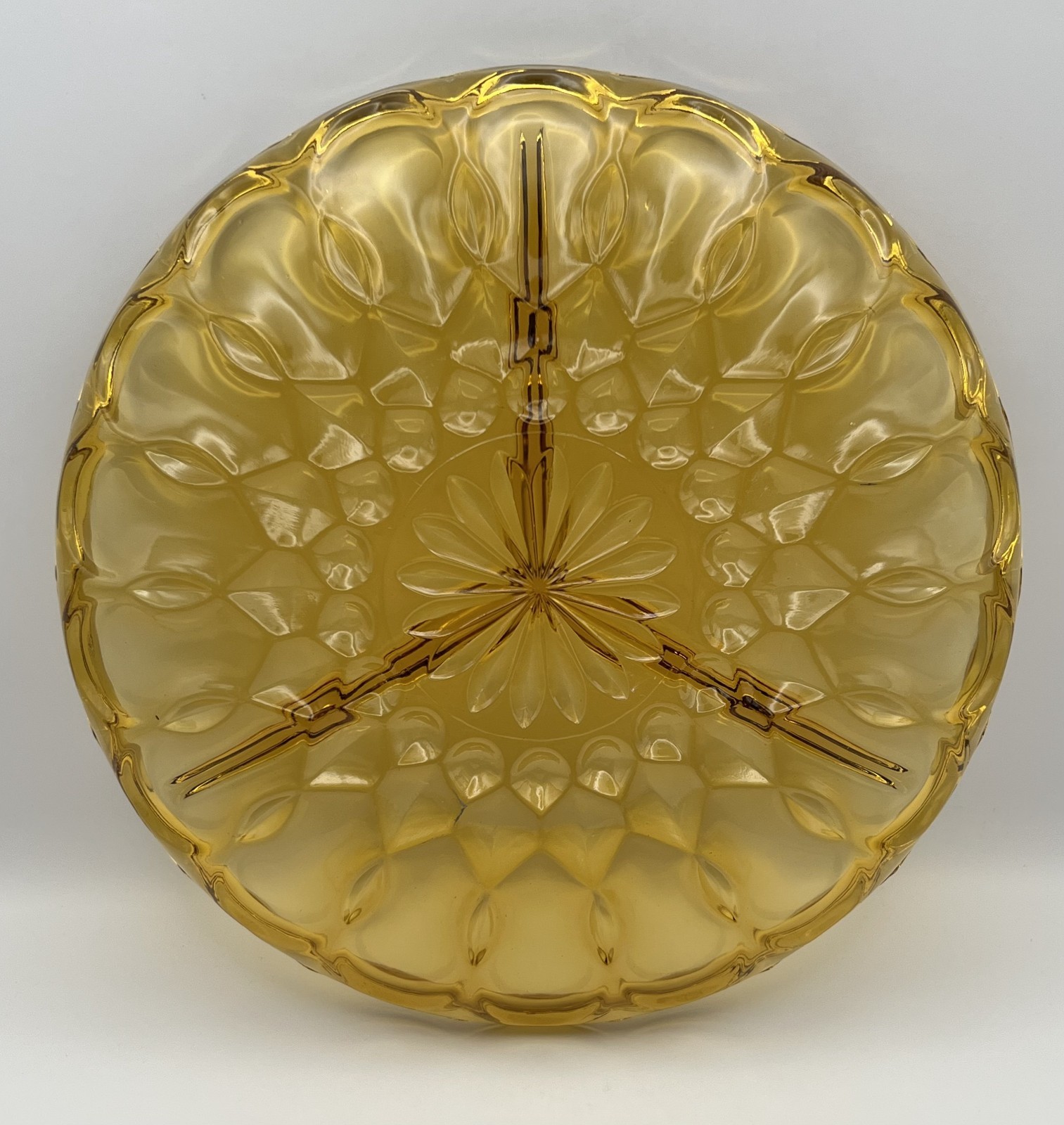 Anchor Hocking Amber Divided Dish Fairfield Pattern | Vintage MCM