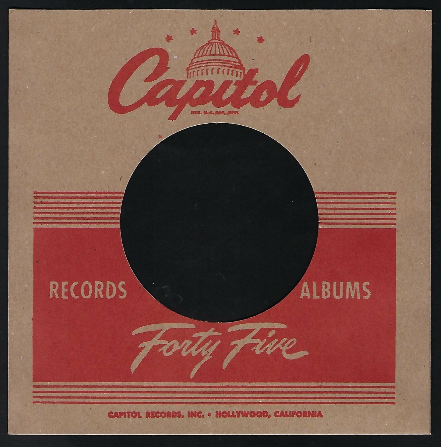 CAPITOL RECORDS (forty five) REPRODUCTION RECORD COMPANY SLEEVES - (pack of 10)