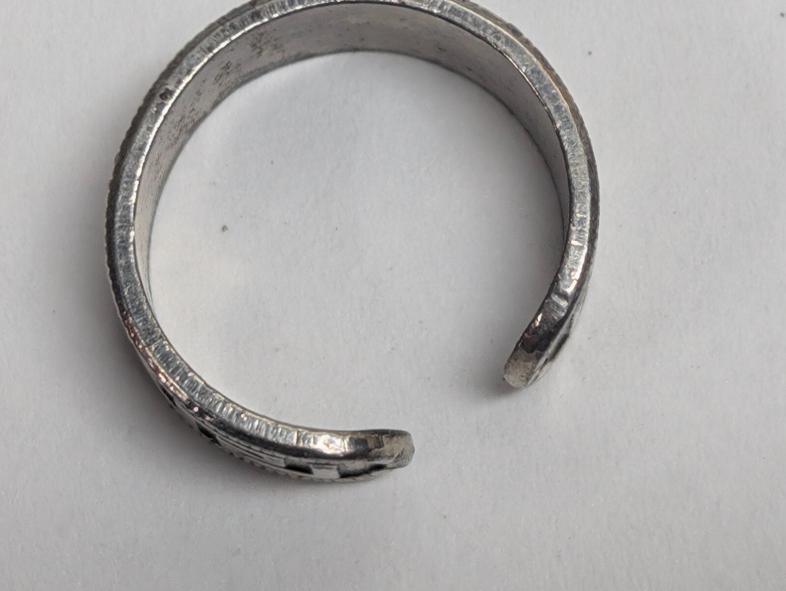 Vintage Silver-Tone Greek Key Design Toe Ring Adjustable Size