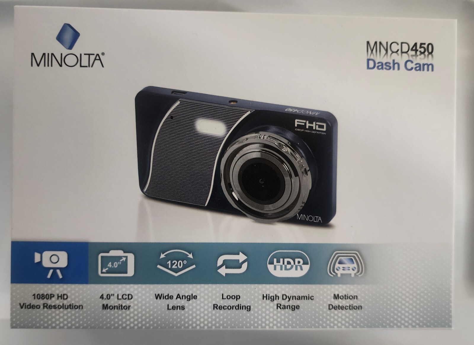 Minolta MNCD450 1080p Car Camcorder w/4.0" LCD Monitor (Blue) GREAT CONDITION.