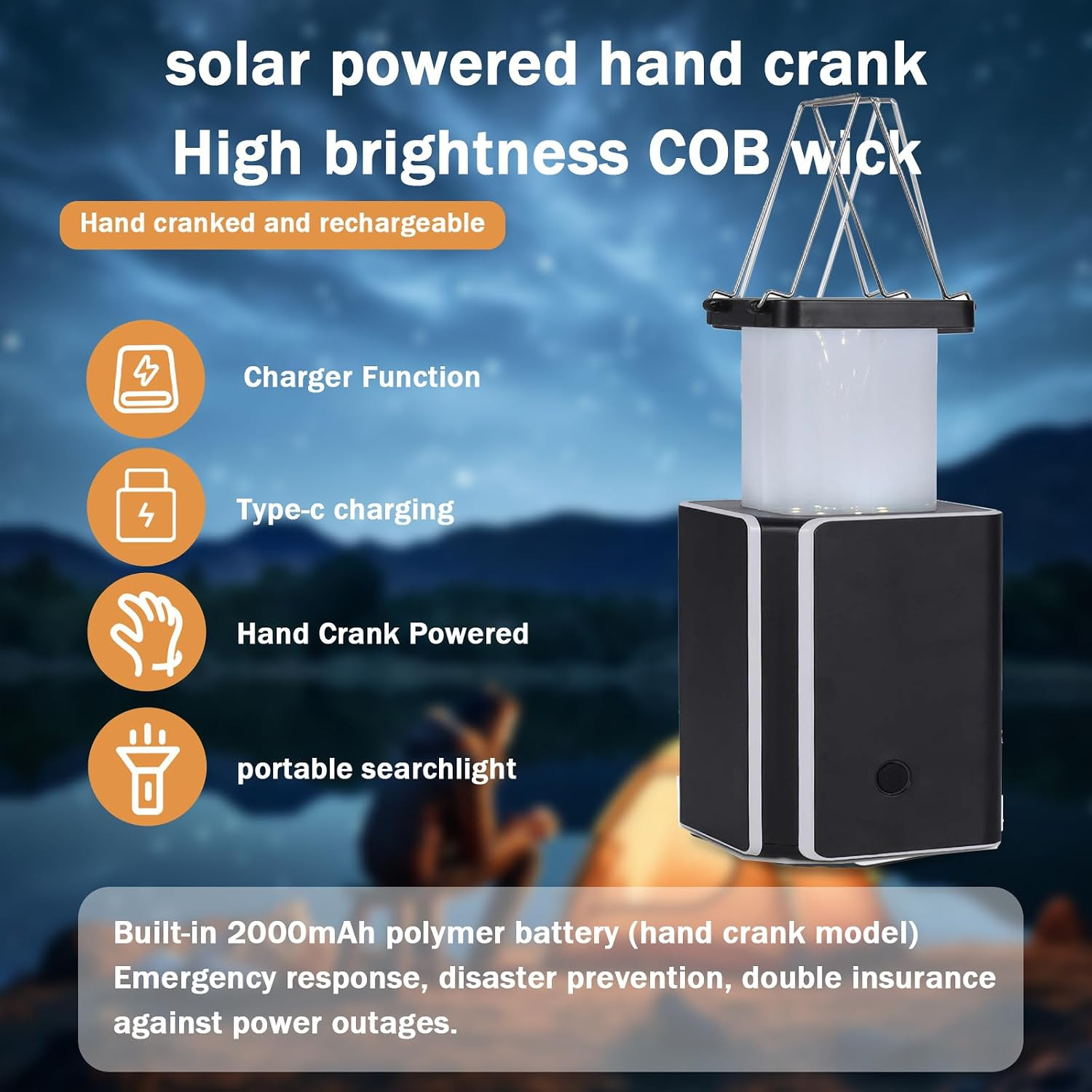 Solar LED Rechargeable Emergency Camping Lantern,White Solar Rechargeable,Rechar