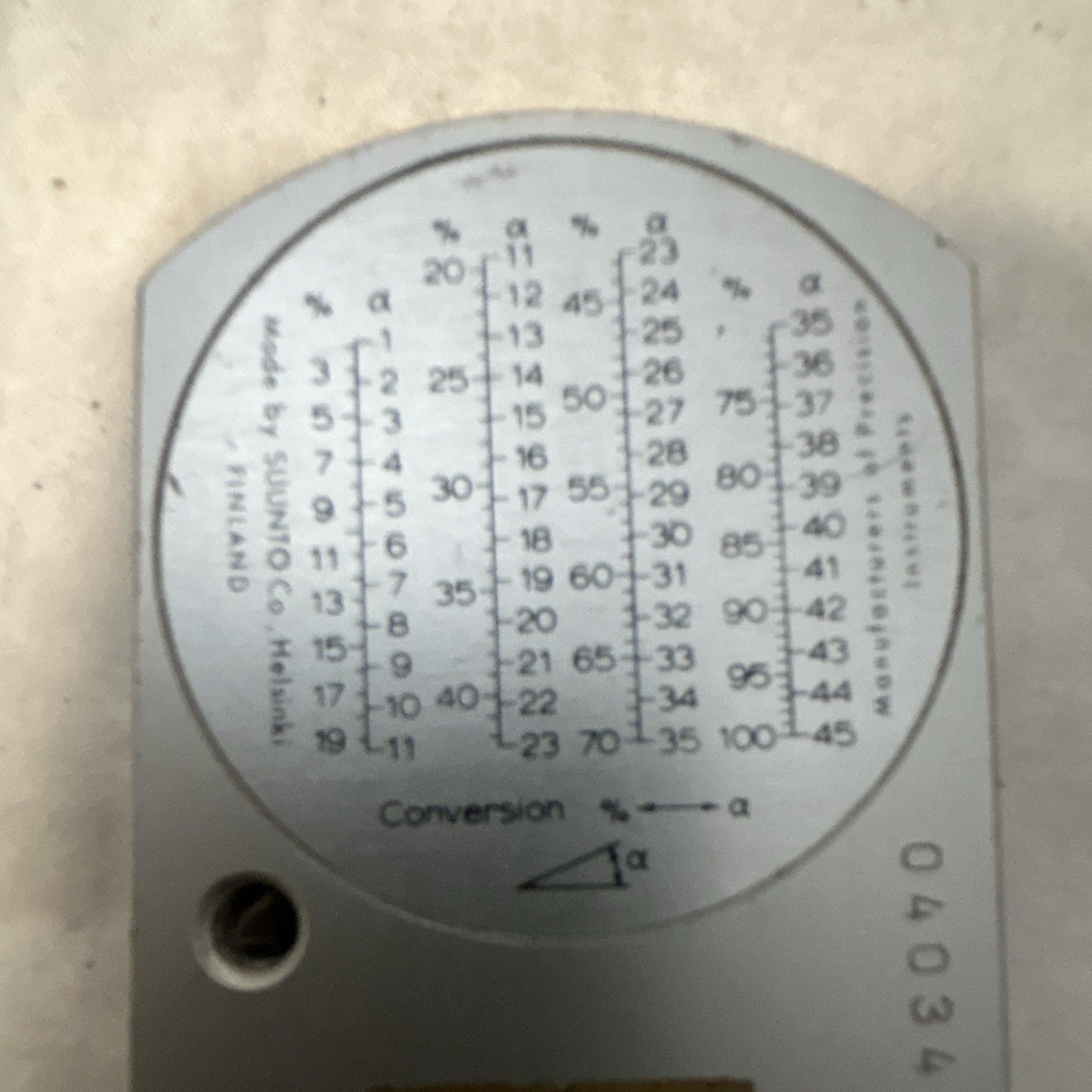 Suunto PM-5/PC Clinometer w/ Bubble Level & Conversion Scale, Made in Finland