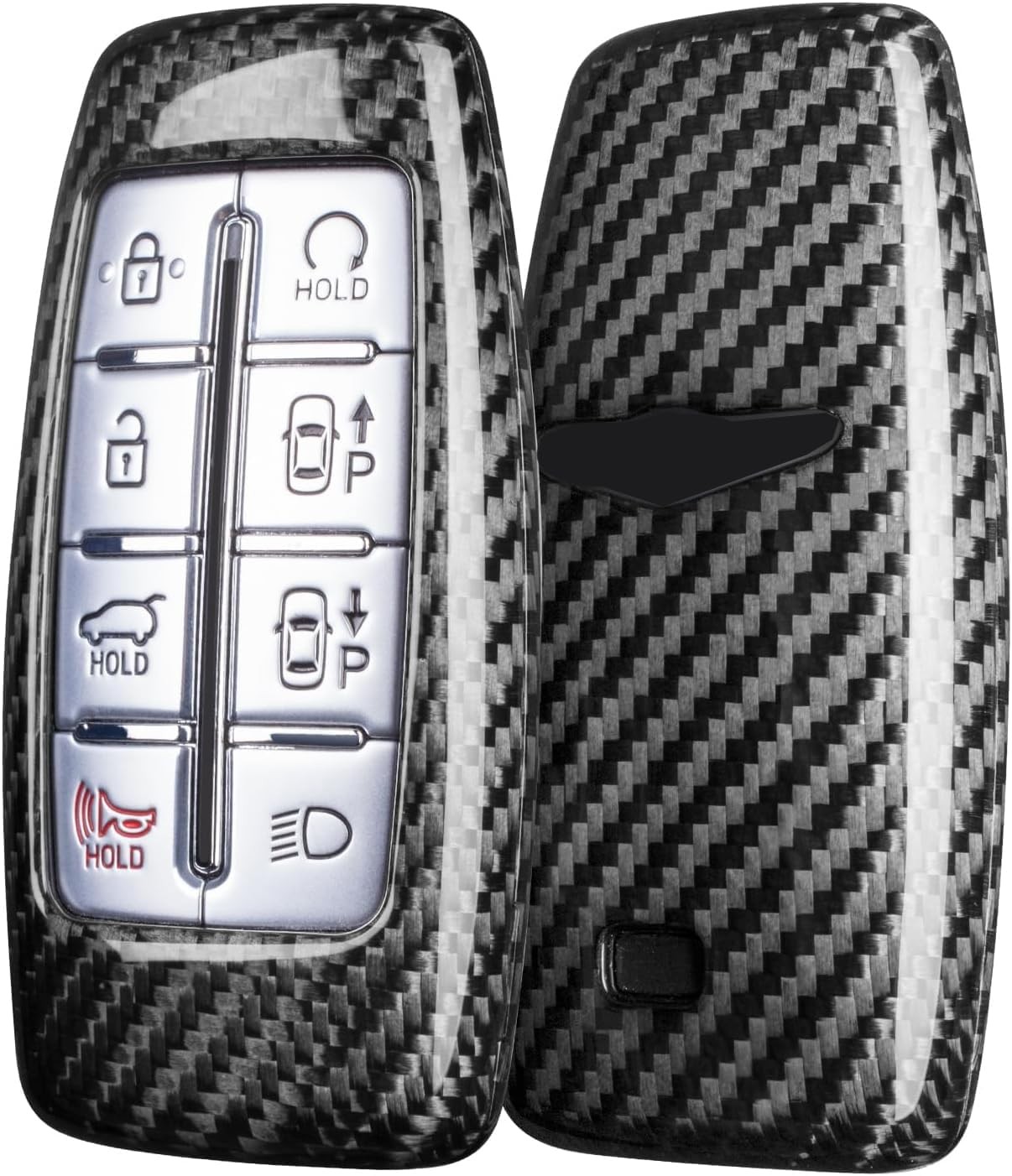 Carbon Fiber Key Fob Cover Silver, Black Fits Genesis G70 G80 G90 GV70 GV80 GV90