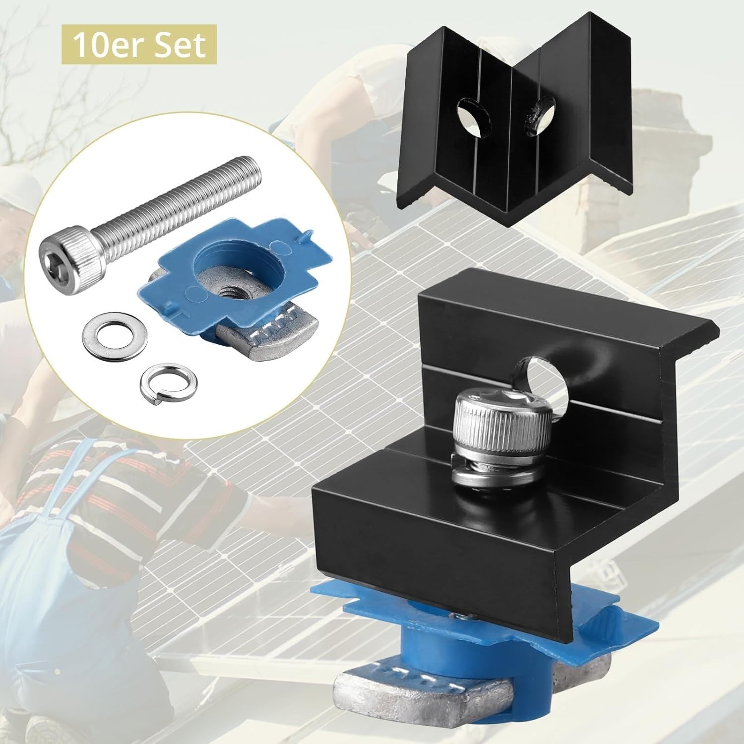 10PCS Solar Panel End Clamp for Standard Aluminum 30/35mm Solar Panel Brackets