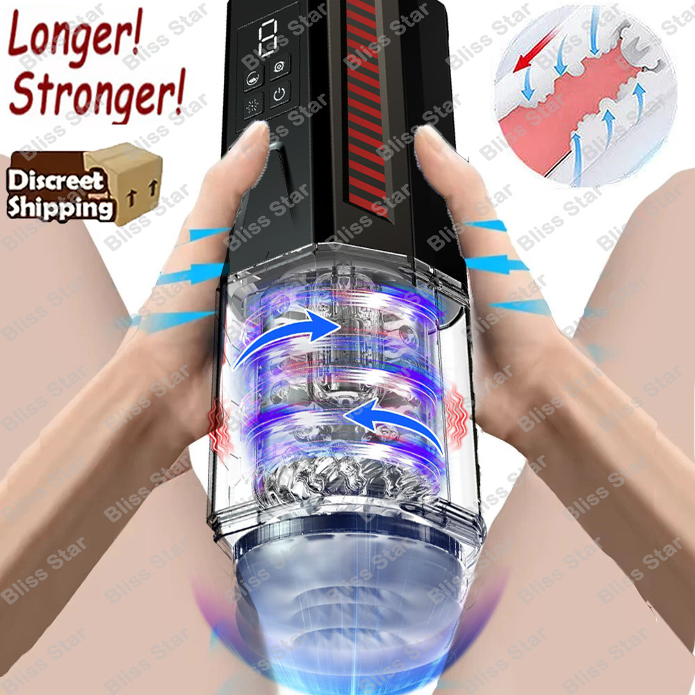 Male Masturbaters Automatic HandsFree Rotating Cup Thrusting Stroker Men Sex Toy