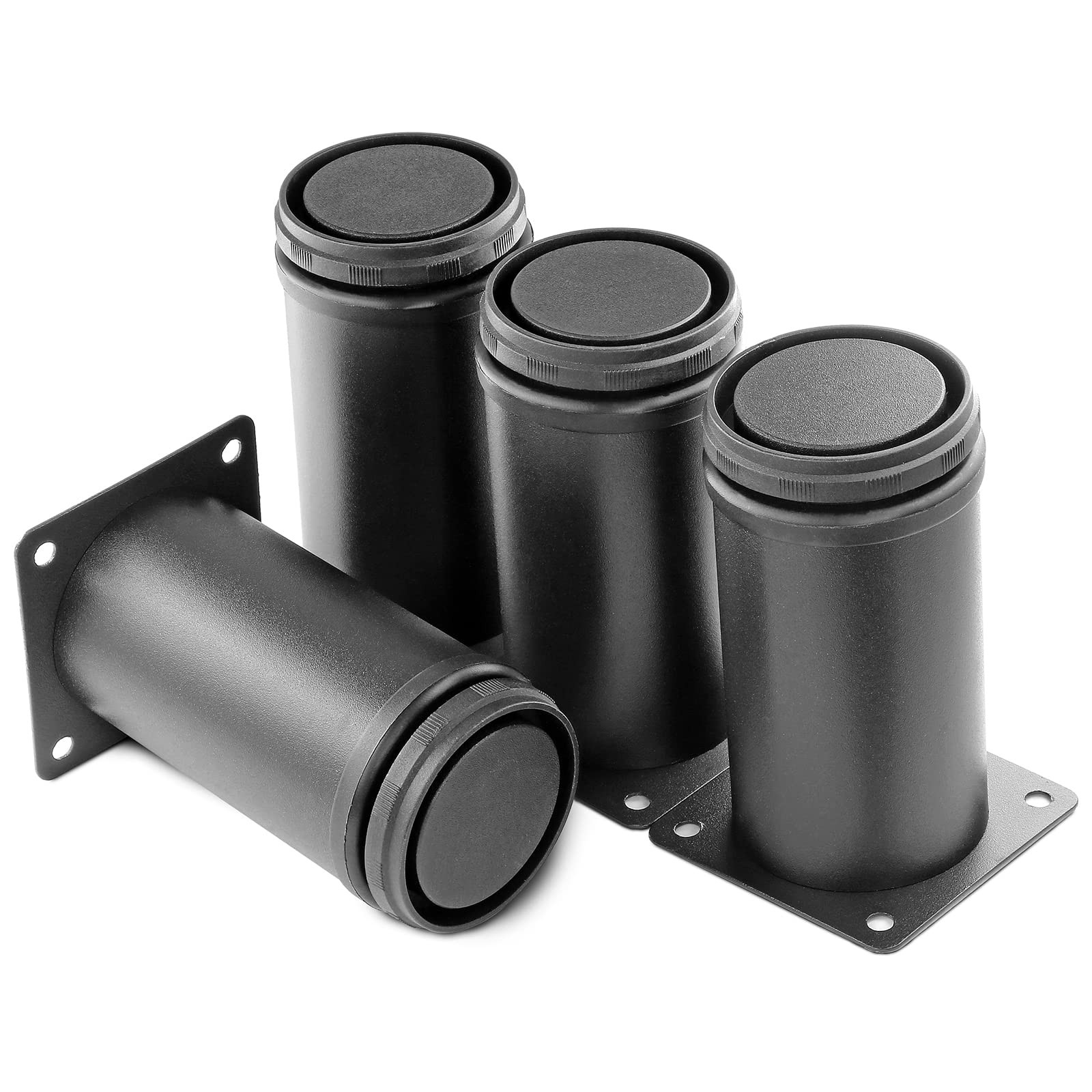 4 PCS 4 Inch Metal Furniture Legs Stainless Steel Adjustable Round Black