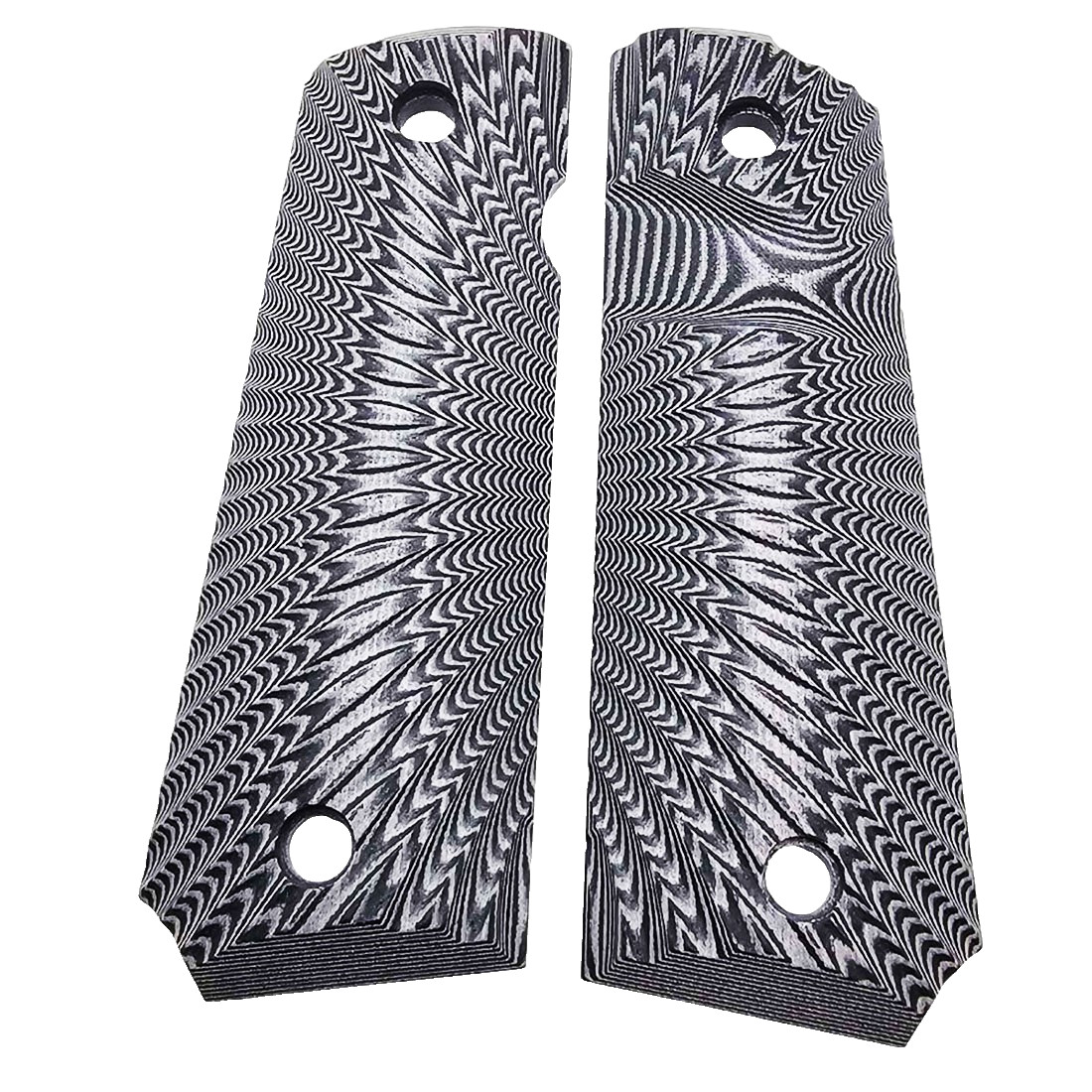 1911 Grips G10 Full Size Black Gray Ambi Sunburst Texture Non-Slip Tactical