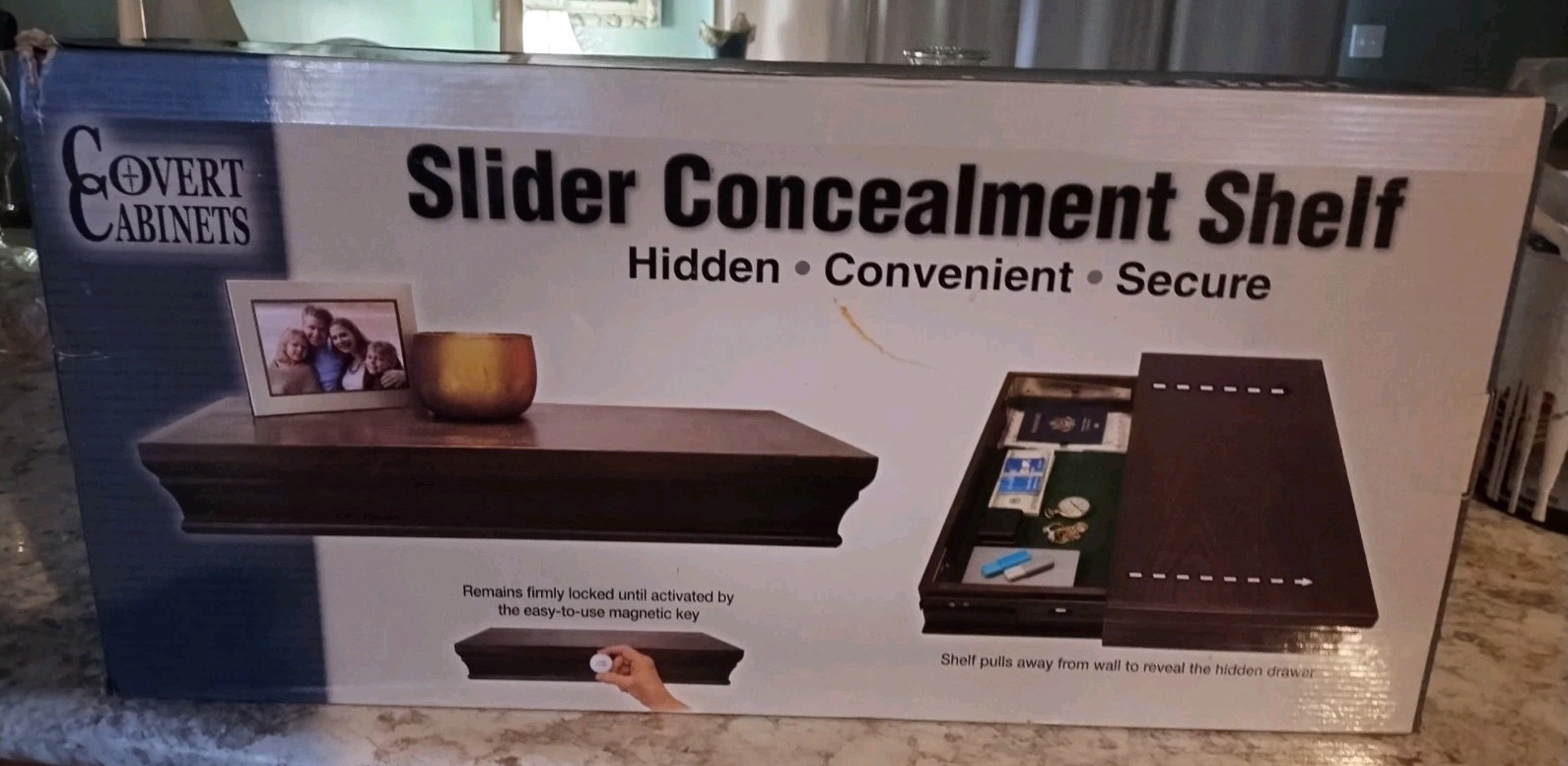 Covert Cabinets Slider Concealment Shelf is a wall-mounted floating shelf NIB