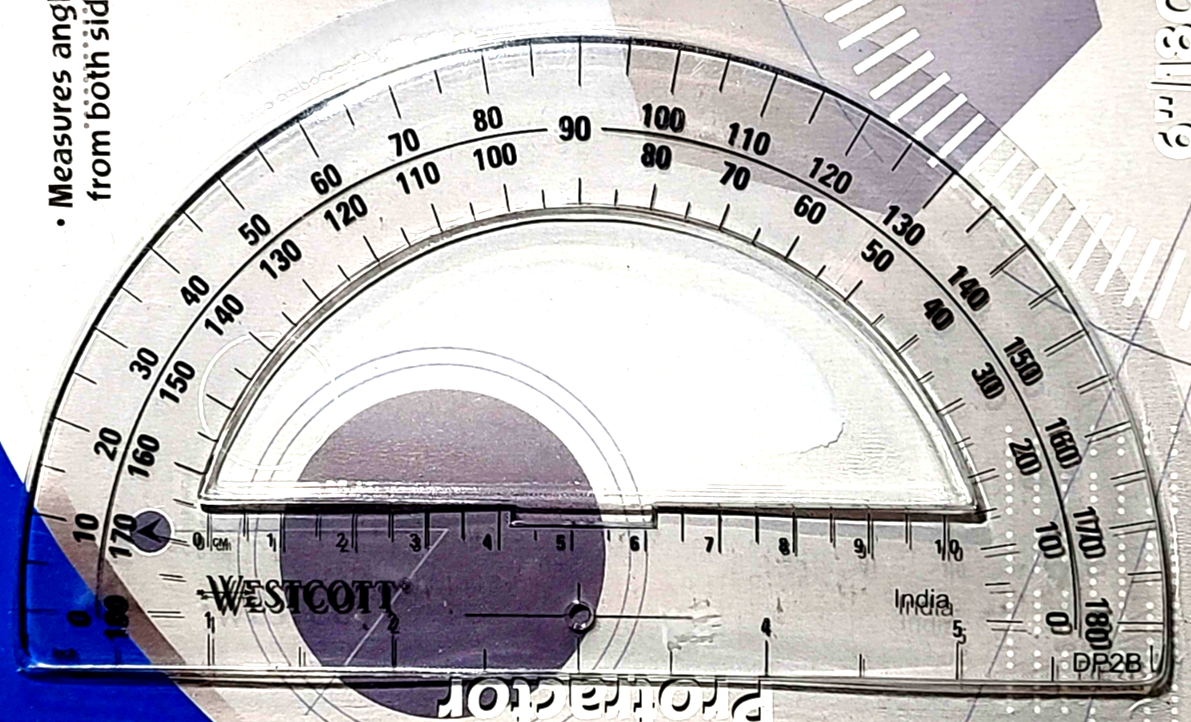 ACME Westcott Protractor ~6" Inch ~180 Degree ~Clear Plastic ~for school math