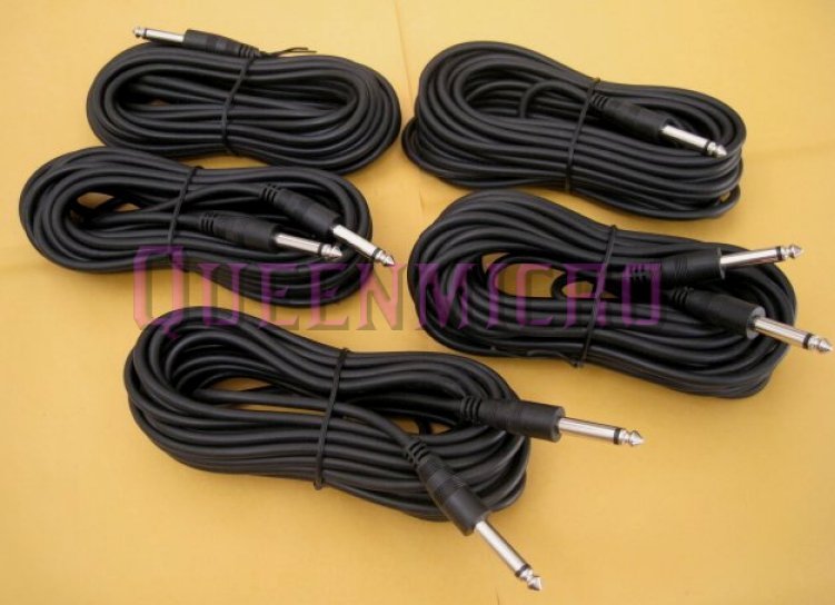 5 x 50FT Mono 1/4" Male to Male Guitar Amplifier Mic Audio PA Headphone Cable