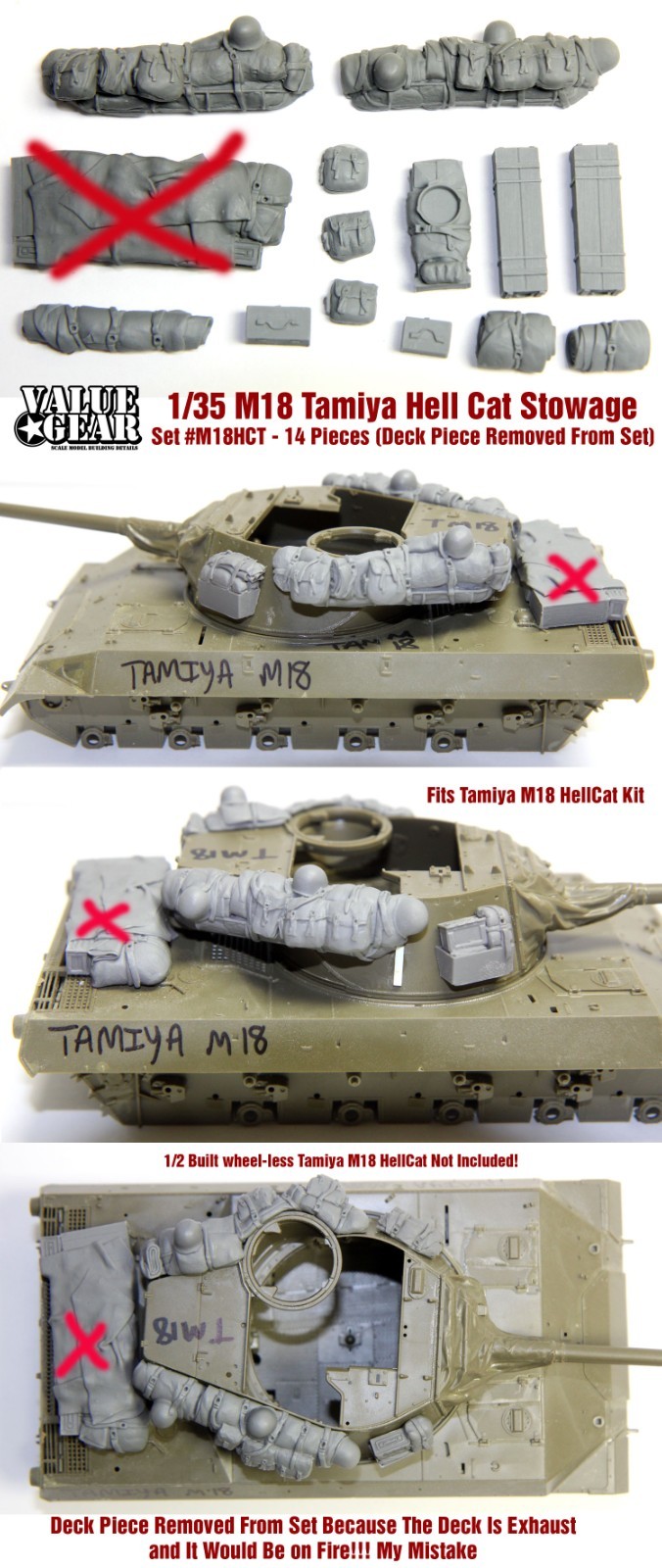 1/35 Scale Tamiya M18 Hell Cat Stowage Set-  Value Gear Details - Resin Stowage