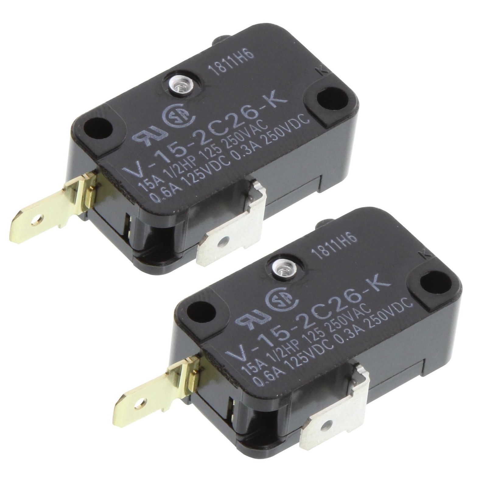 Omron V-15-2C26-K (Pack of 2) Basic/Snap Action Switches 2 Piece, Black