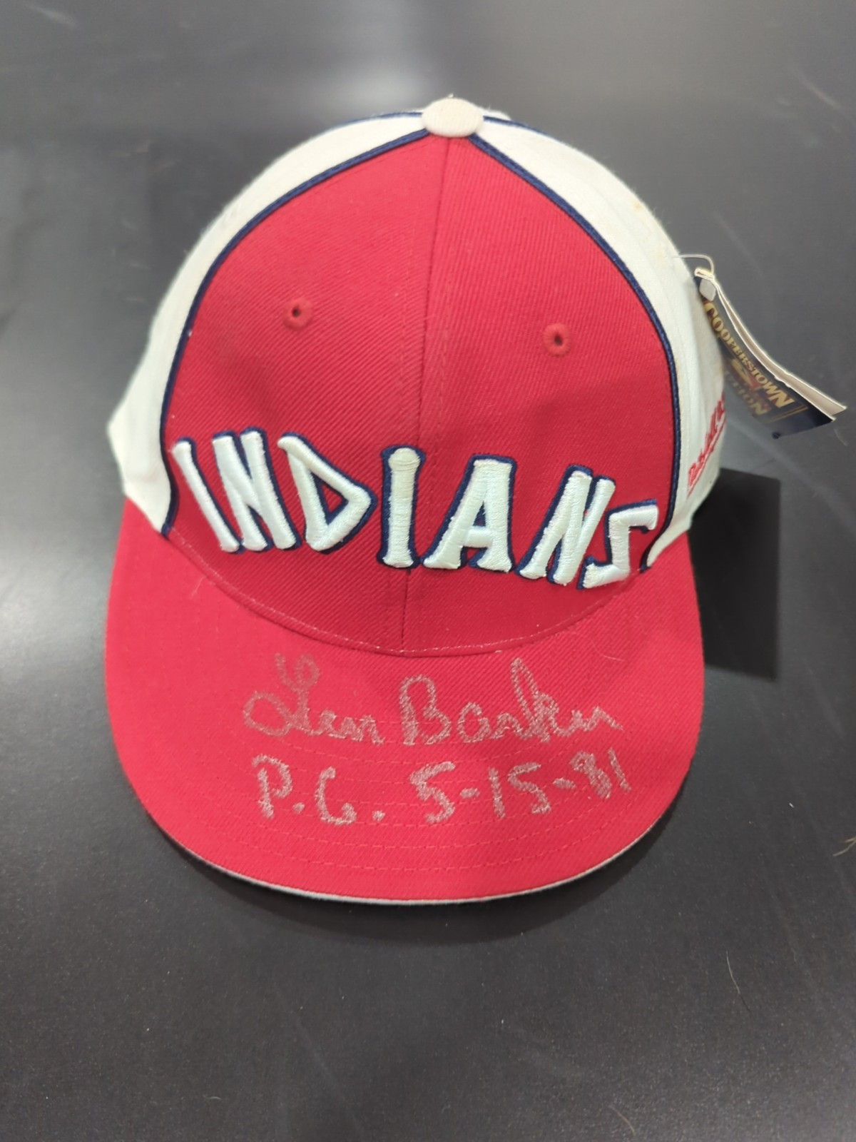 Len Barker Signed Mitchell & Ness Cleveland Indians Hat Perfect Game Inscription