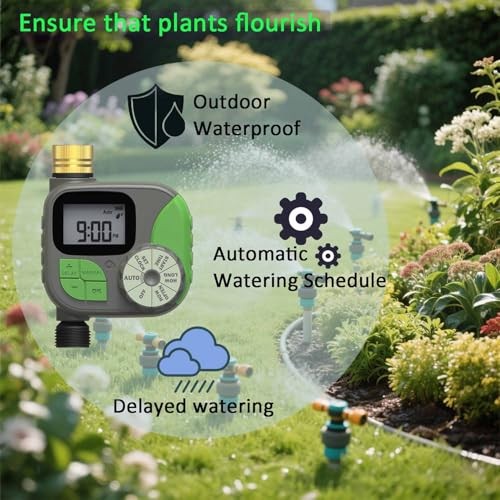 Drip Irrigation Kit Automatic Watering System with Water Timer 64FT 1/4 1t