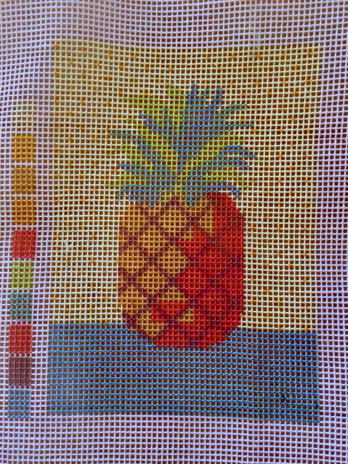 Colorful Pineapple Printed Needlepoint Canvas 5 x 7