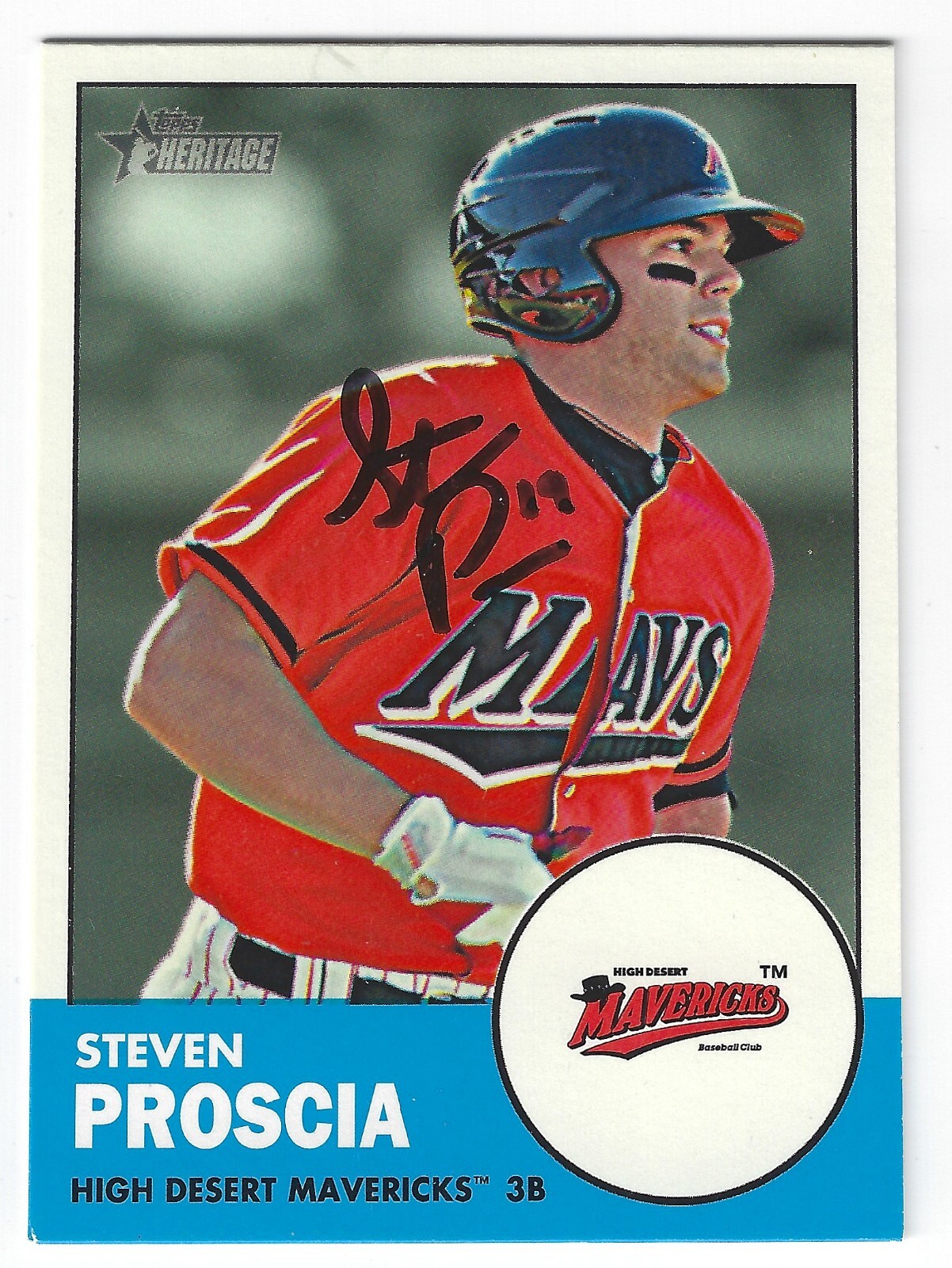 STEVEN PROSCIA HIGH DESERT MAVERICKS SIGNED TOPPS HERITAGE MINOR LEAGUE CARD