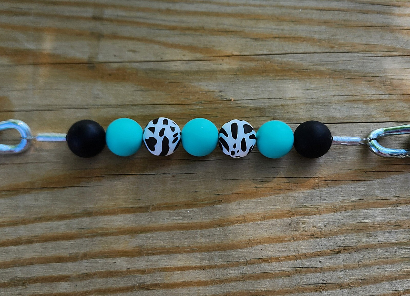 BRAND NEW Turquoise, Black, & Cow Print Beaded Curb Strap by ALW Equine
