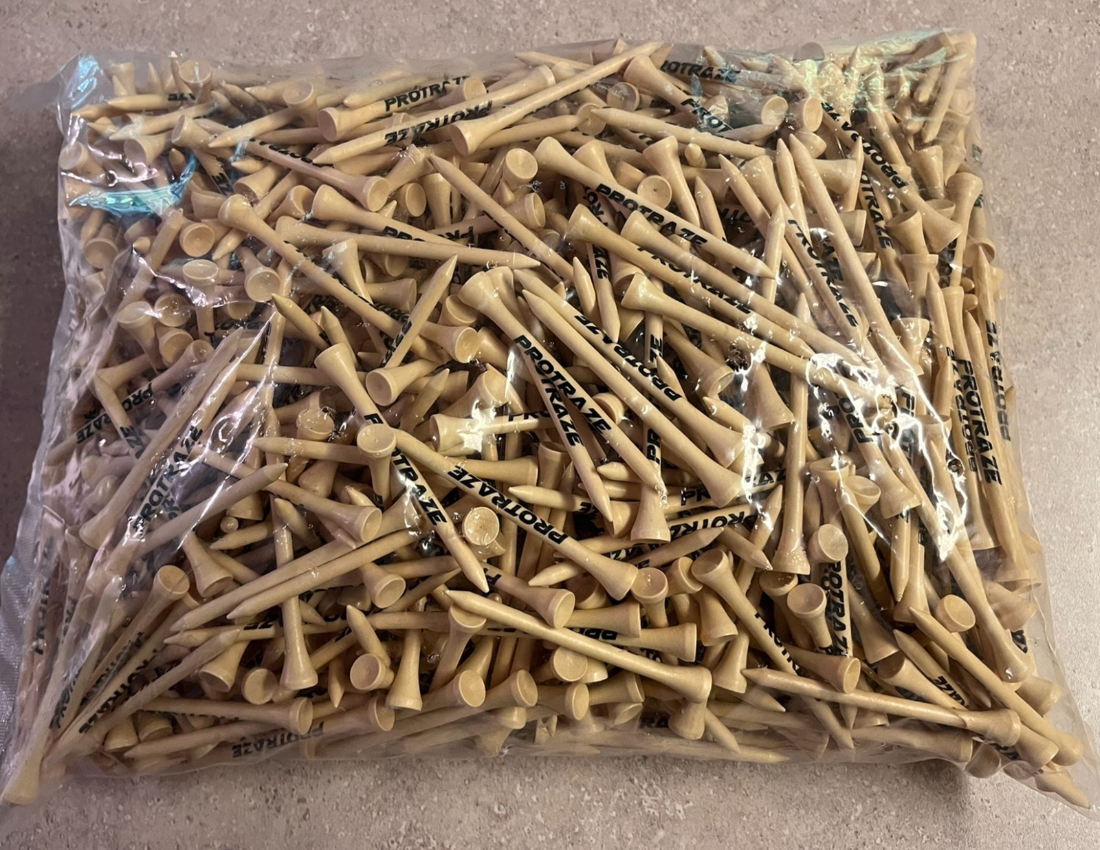 1,000 3-1/4" Protraze Wood Golf Tees.  Natural Wood Tees