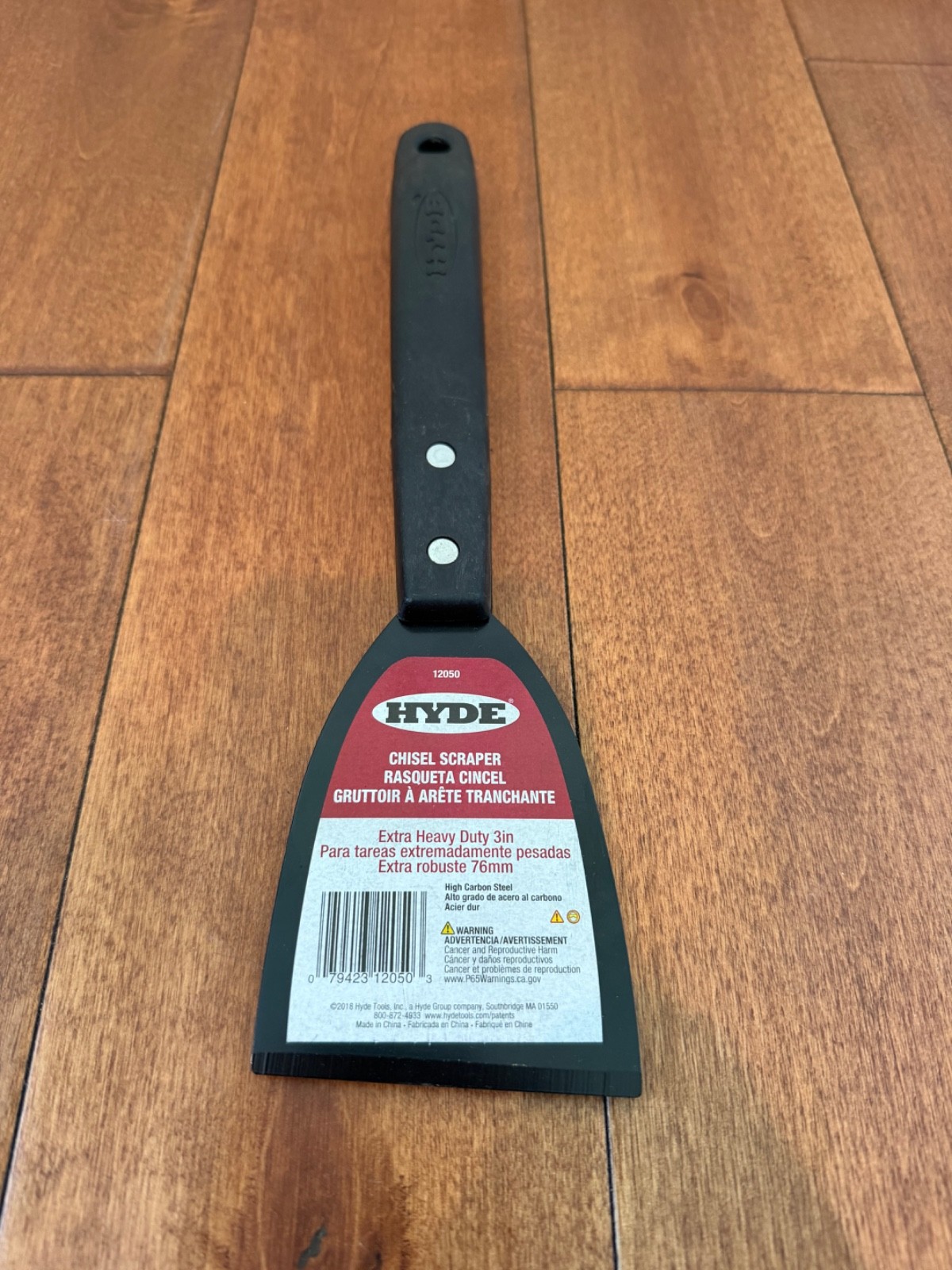 Hyde 12050 Chisel Scraper 3 In. Heavy Duty Long Handle Surface Prep Tool
