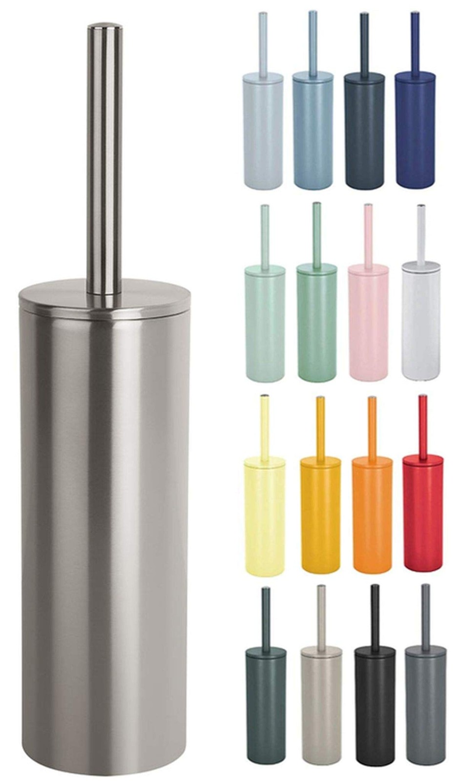 Spirella Nyo Steel Brushed Toilet Brush, Silver 9.7cm x x 27cm,