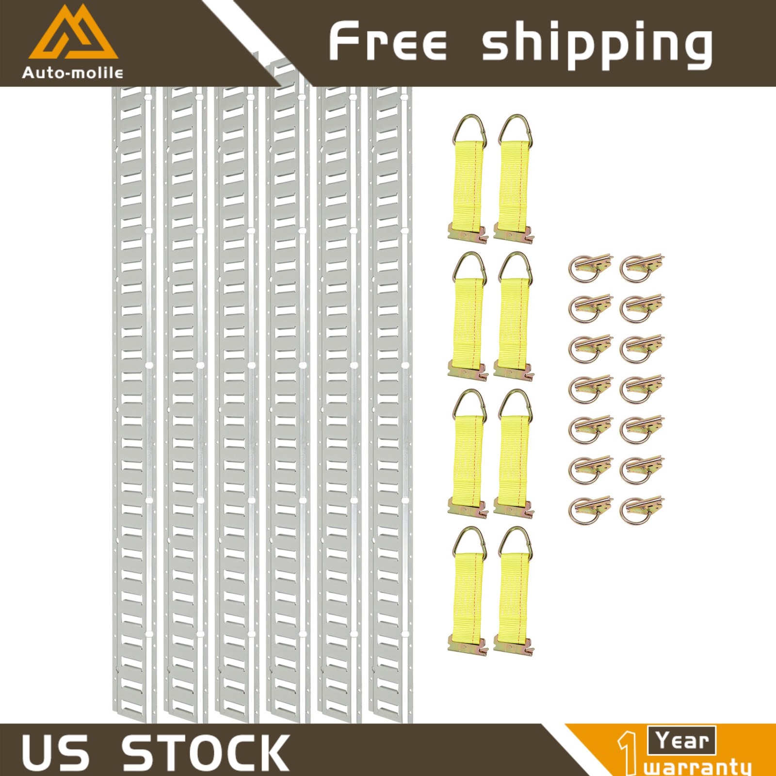Heavy Loads For Trucks Vans Trailer 5' E Track Tie Down Rail System 28 Pack