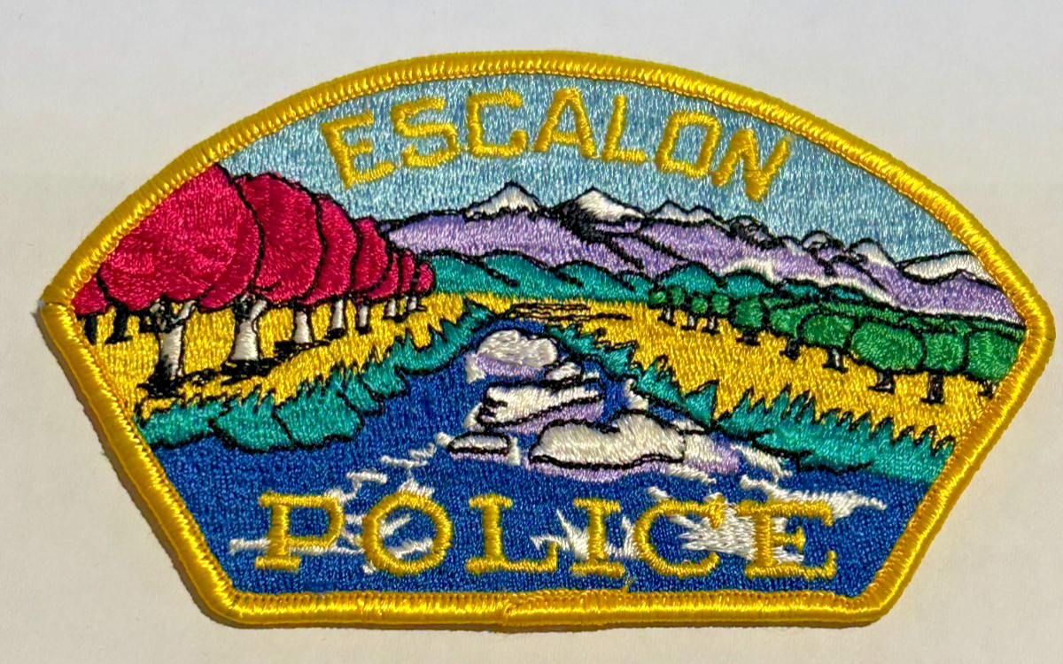 Escalon California Police Light Purple Mtns Dark Pink Trees Patch Unused