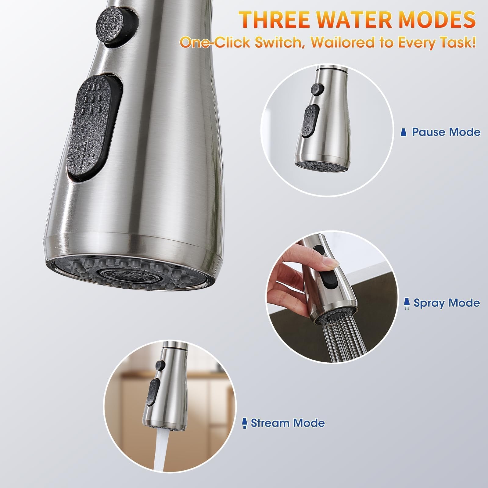 Kitchen Faucets with Pull Down Sprayer, Brushed Nickel High Arc Single Handle...