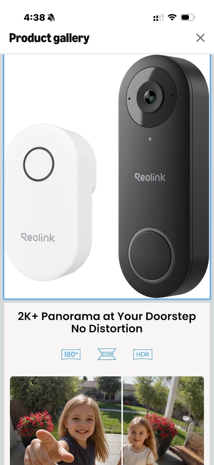 Reolink 2K 5/2.4GHz WiFi Video Doorbell Battery Person/Vehicle/Package Detection