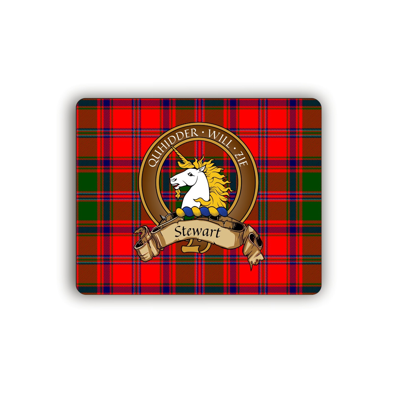 Stewart of Appin Family Crest Scottish Tartan Rubber Mat 8" x 9.5" x 3/16th