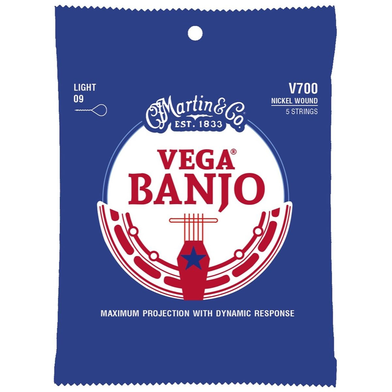 Martin Vega V700 Nickel Wound 5-String Banjo Strings, Light