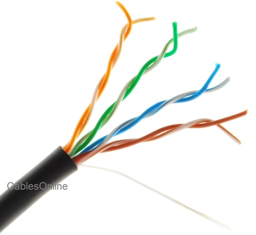 250ft Cat5e 350MHz UTP 24AWG solid pure copper, Riser Rated CMR Cable, Black