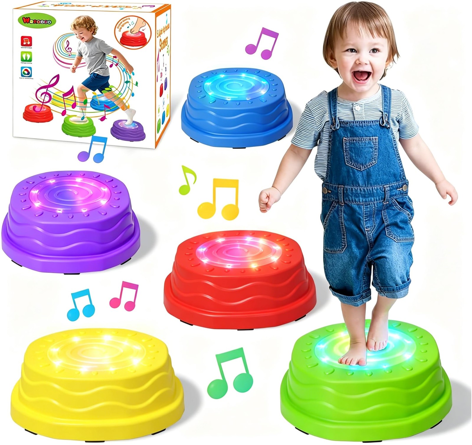 Music & Light up Stepping Stones for Kids, Non-Slip Toddler Balance Stepping ...