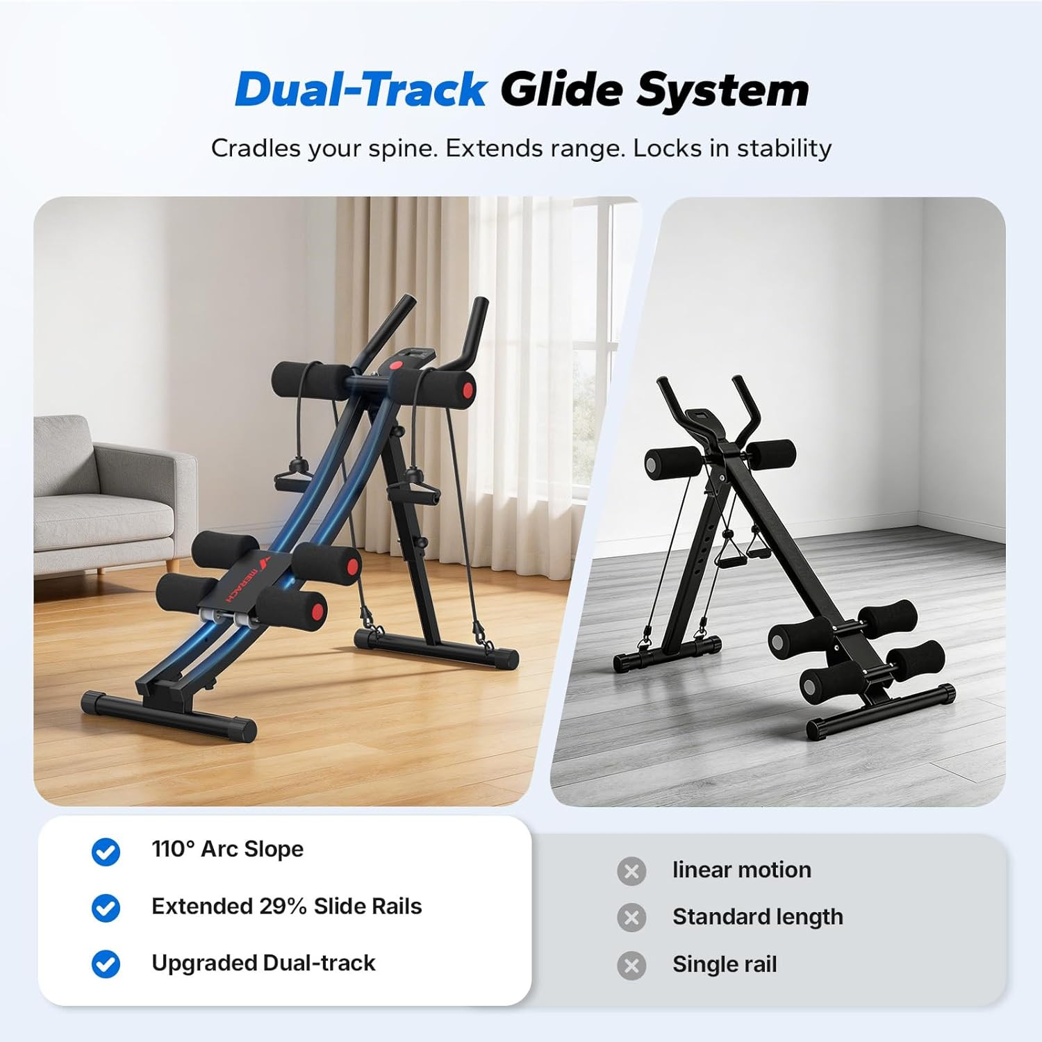 Dual Track Ab Machine, Adjustable Ab Trainer Machine, Ab Workout Equipment for H