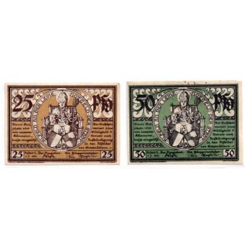 1921 Germany Alfeld Notgeld Set of 2 Notes (1527)