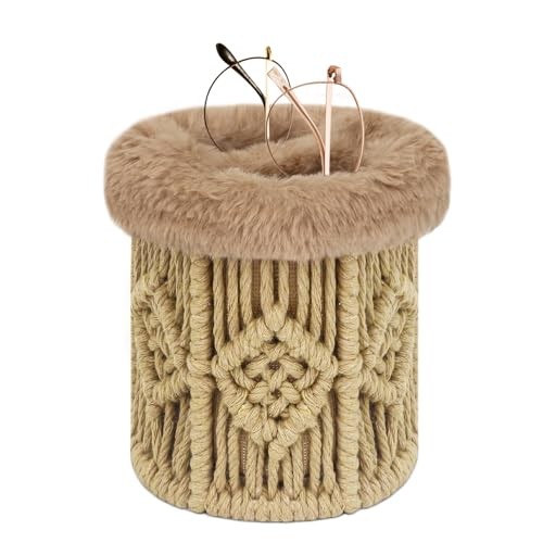 2 in 1 Glasses Holder, Anti-scratch Plush Lined Eyeglass Holder Stand for Brown