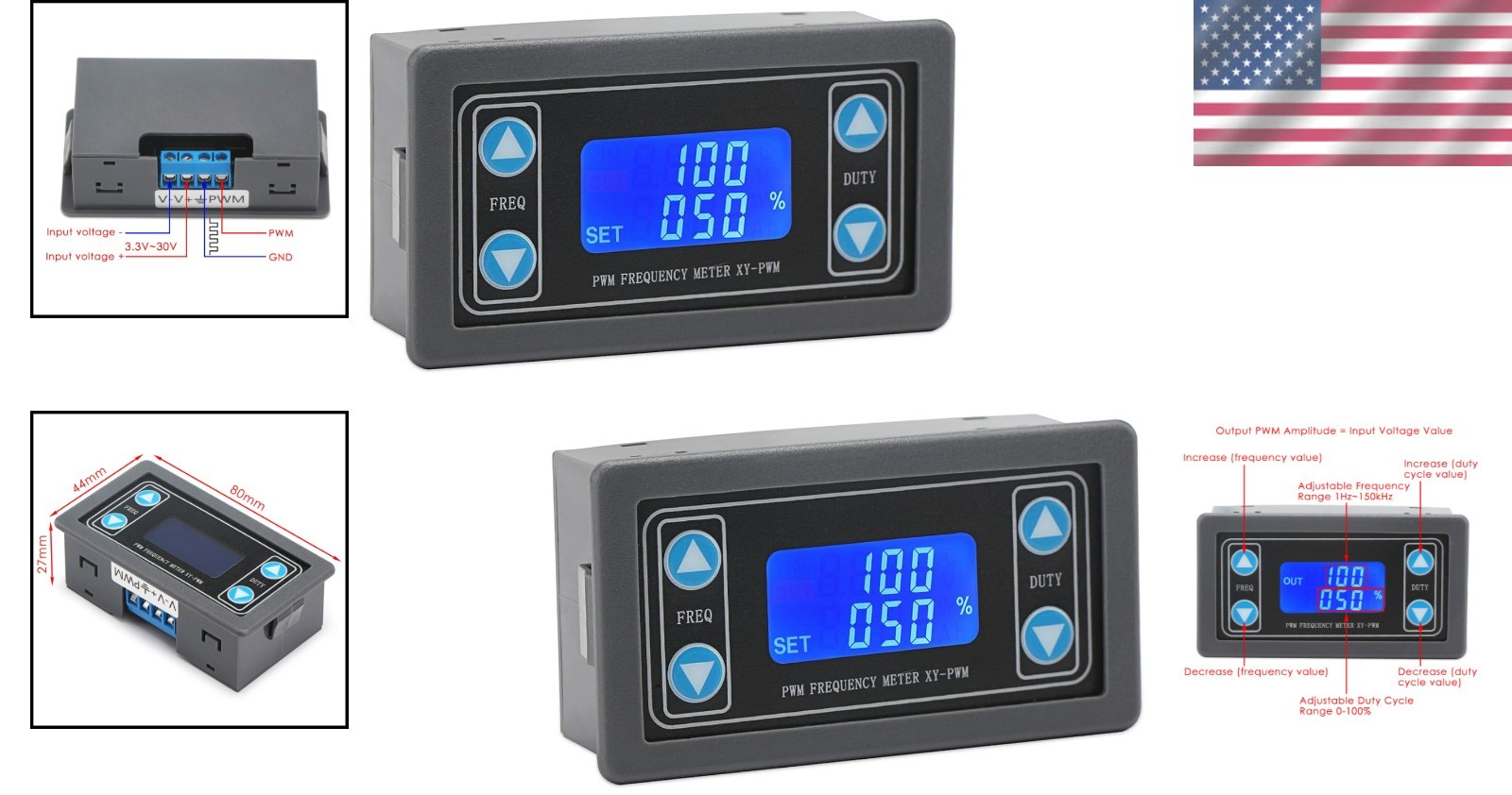 Compact 2pcs Signal Generators - DC 3.3-30V, LCD Display, Ideal for MCU Projects