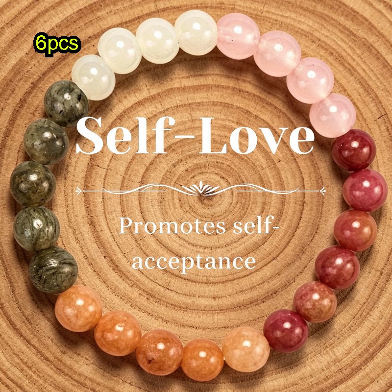 6Pcs Natural Carnelian Rose Quartz Bracelet Healing Crystal Gemstone Jewelry