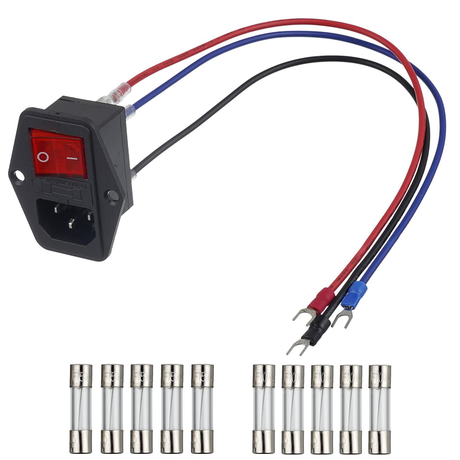 Inlet Module Plug 3D Printer Arcade Power Switch 10A 250V Power Socket with 15A