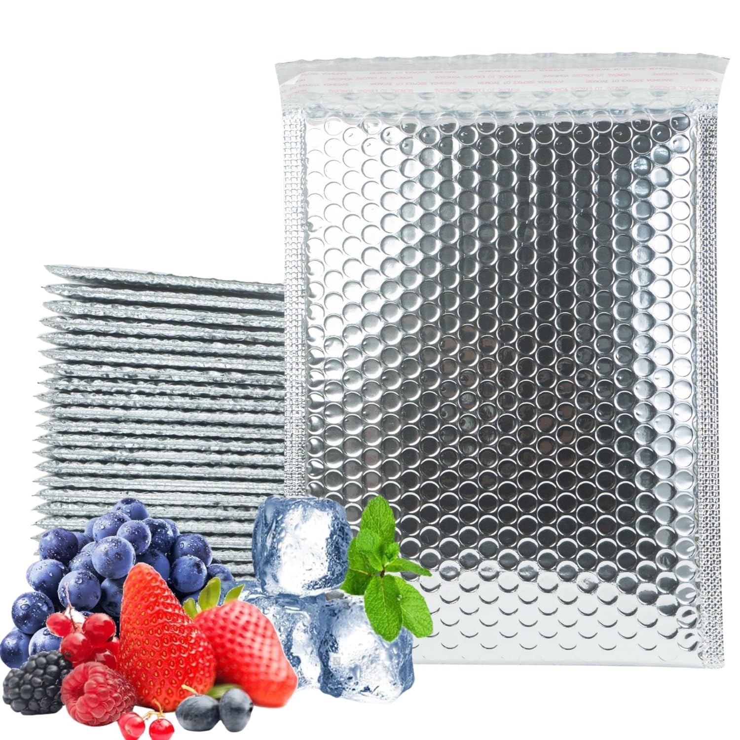 50 Pack 6x8 Inch Insulated Bubble Mailers for Cold Shipping, Silver Foil | Me...