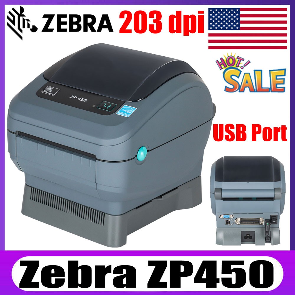 Zebra ZP450 Direct Thermal Label Printer for Shipping Barcode USB 203 DPI