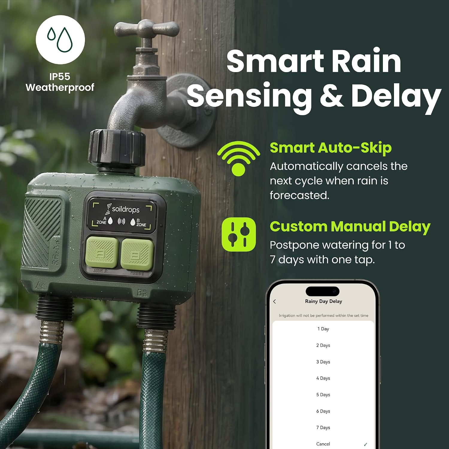 Wifi Water Timer, Hose Timer 984Ft Long Range RF with Gateway, App Control, 8-Mo