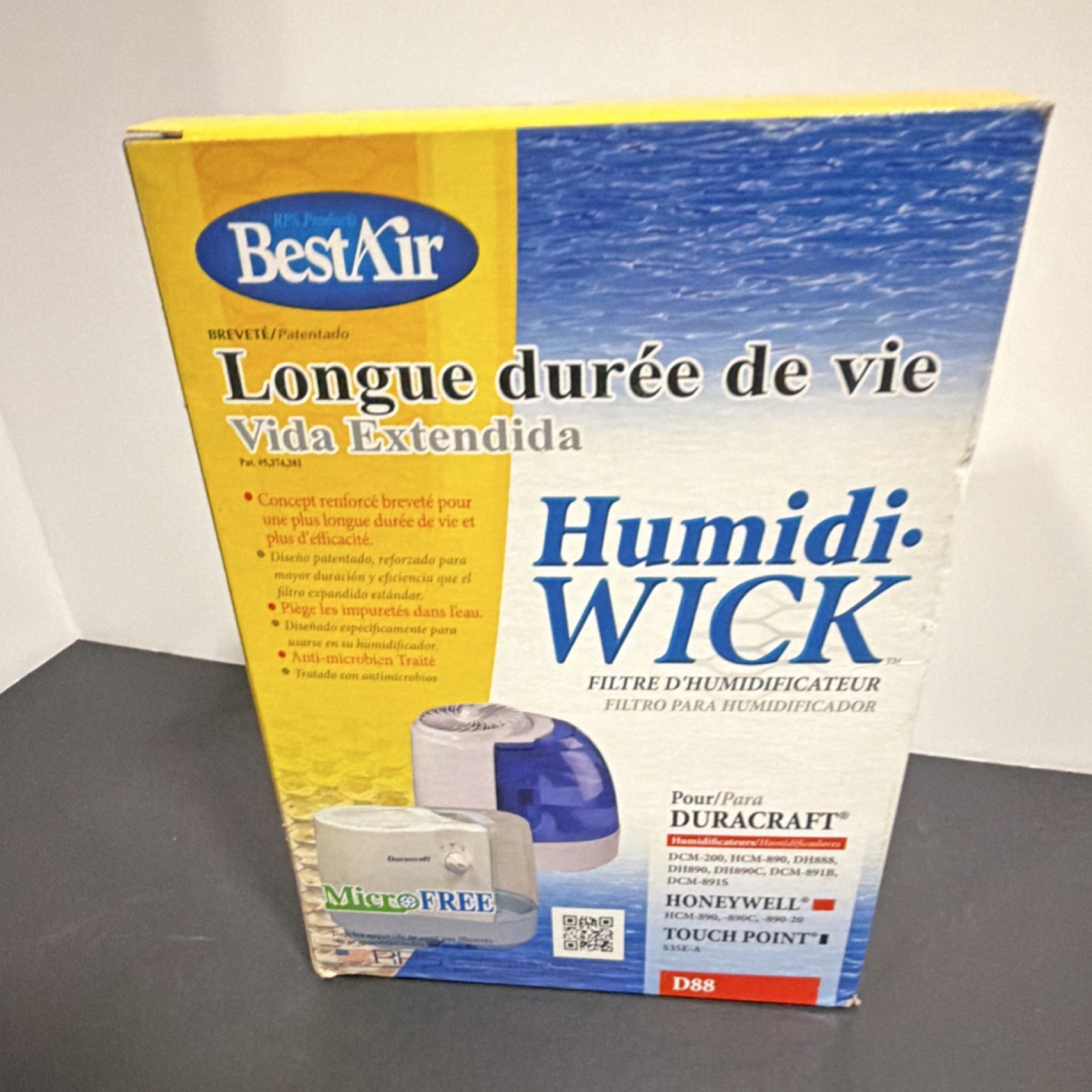 BestAir Extended Life Humidi-Wick D88 Humidifier Wick Filter White Mold Bacteria