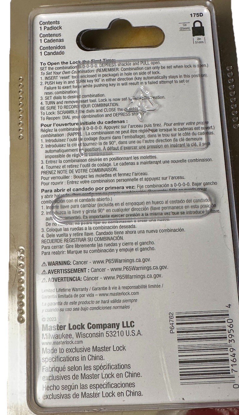 Master Lock 175D ~ Lot of 2 ~ Weather Resistant Set & ReSet Combination