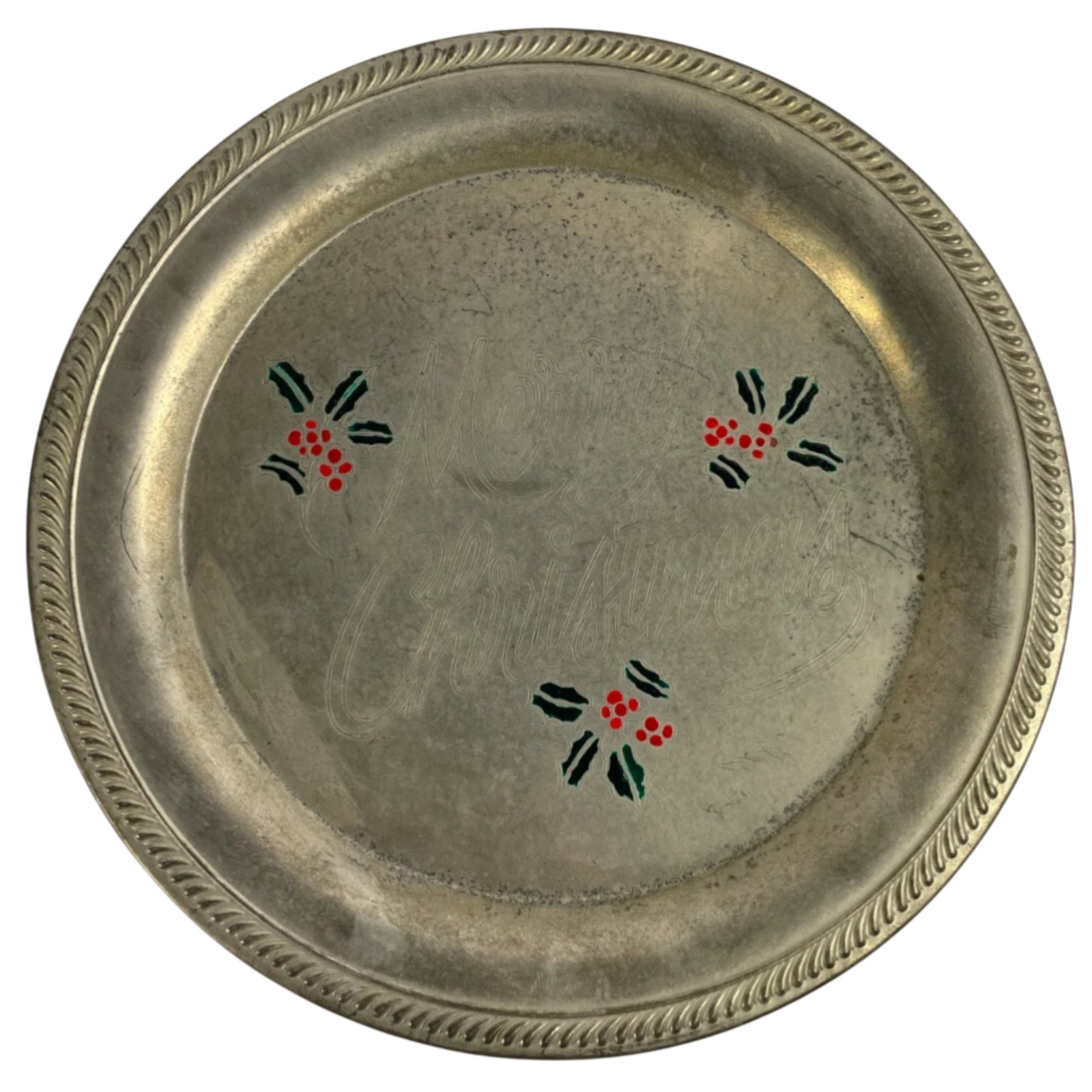 Vintage Merry Christmas Beautifully Designed Decorative Plate Home Decor 12.25"