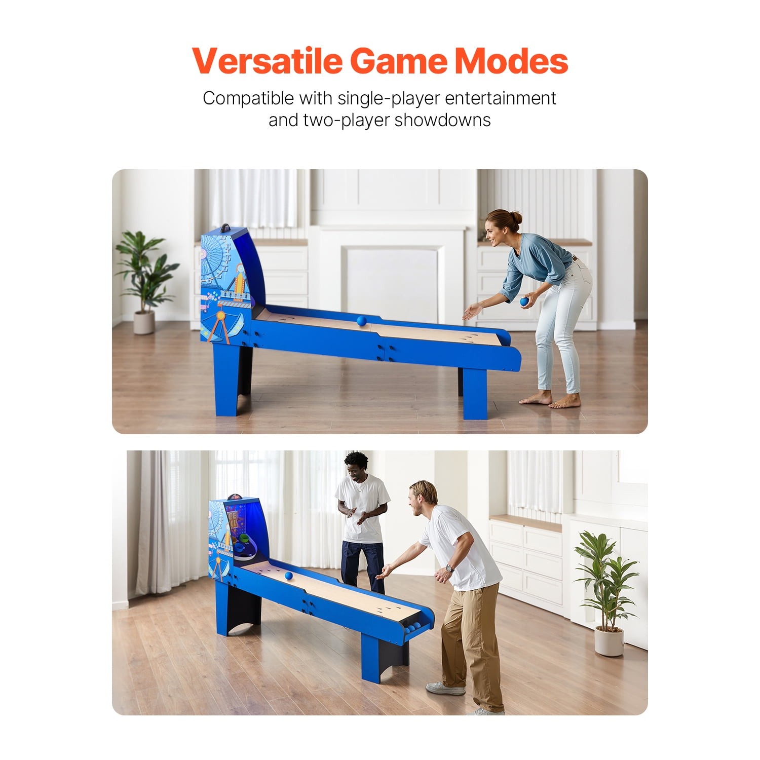8' Scoring Rolling Traditional Arcade Game Table Indoor Arcade Scorekeeper